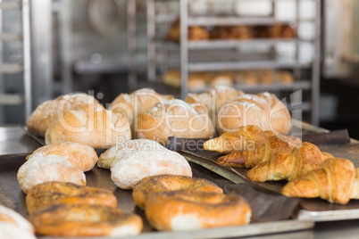 Freshly baked bread on counter