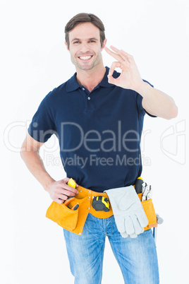 Man showing OK sign