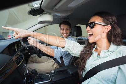 Young couple on a road trip