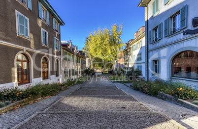 Street in old Carouge city, Geneva, Switzerland