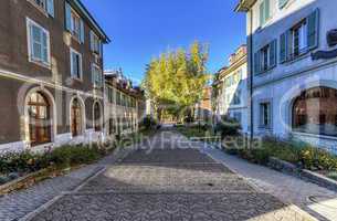 Street in old Carouge city, Geneva, Switzerland