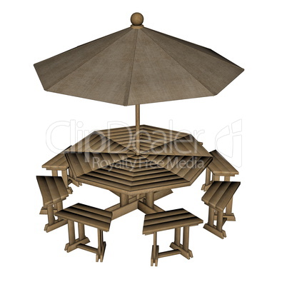 Umbrella table - 3D render
