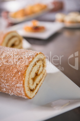 Close up of pastry on plates