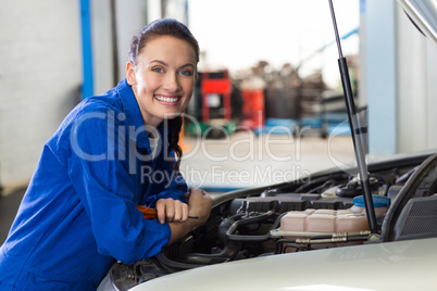 Mechanic smiling at the camera