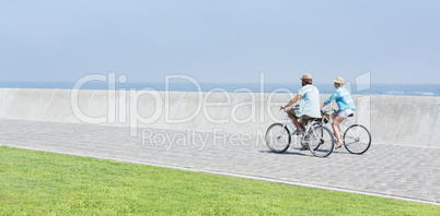 Cute couple on a bike ride