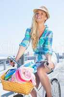 Cute blonde on a bike ride