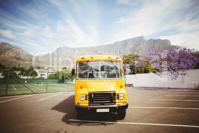 Yellow school bus waiting for pupils