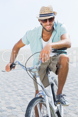 Handsome man on a bike ride