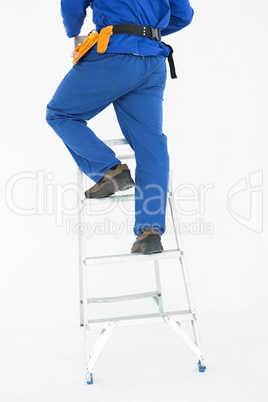 Low section of repairman climing ladder