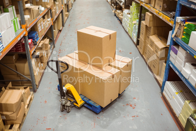 Cardboard boxes in warehouse