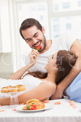 Young couple having a romantic breakfast