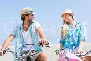 Cute couple on a bike ride