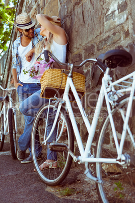 Cute couple with their bikes