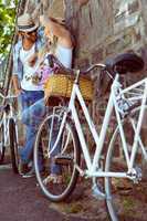 Cute couple with their bikes