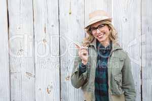 Portrait of blonde posing and holding