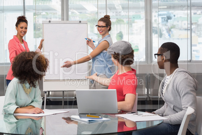 Fashion student giving a presentation