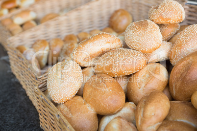 Close up of basket with fresh bread