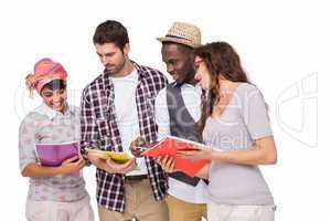 Smiling students standing and interacting together