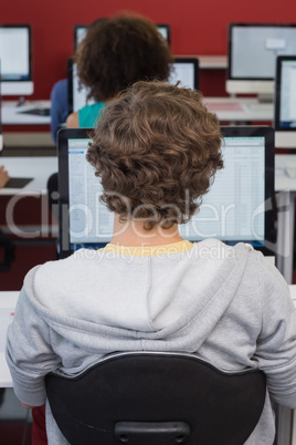 Student working in computer room