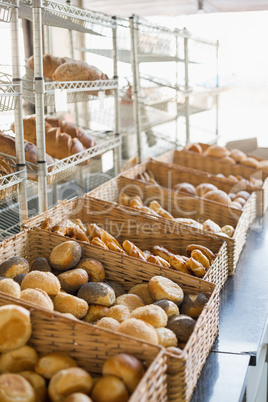 Baskets of freshly baked bread