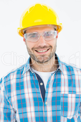 Confident repairman wearing protective glasses