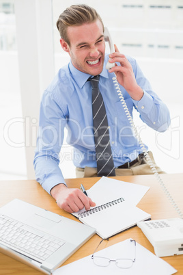 Frustrated businessman on the phone