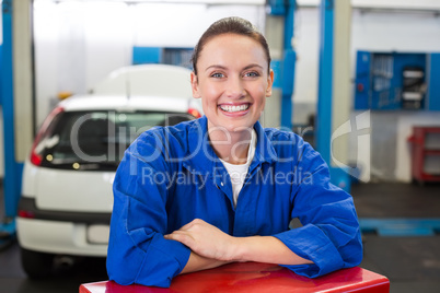 Mechanic smiling at the camera