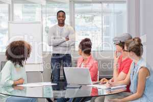 Fashion student giving a presentation