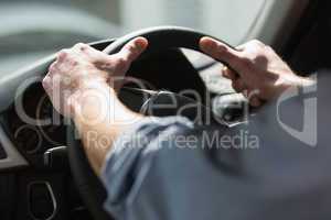 Close up of man holding his wheel