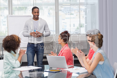 Fashion student giving a presentation