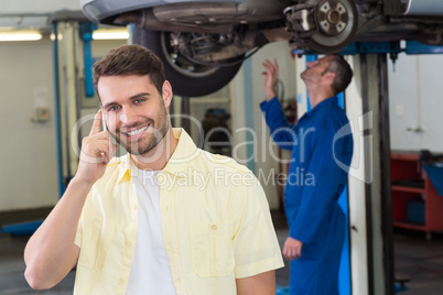 Customer making a phone call