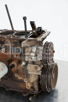 Close-up of old car engine