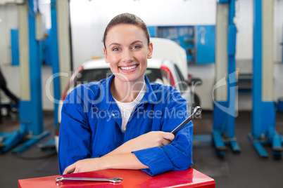 Mechanic smiling at the camera