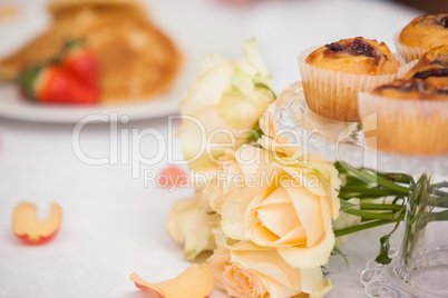 Close up of romantic breakfast