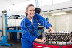 Mechanic working on an engine