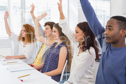 Fashion students being attentive in class