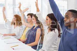 Fashion students being attentive in class