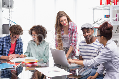 Fashion students working as a team