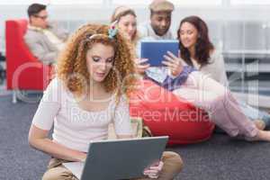 Fashion student using her laptop