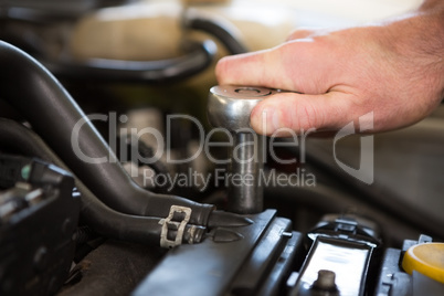 Mechanic working on an engine