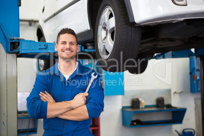 Mechanic adjusting the tire wheel