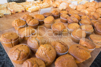 Close up of muffins on counter Close up of muffins on counter