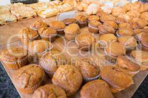 Close up of muffins on counter