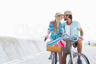 Cute couple on a bike ride