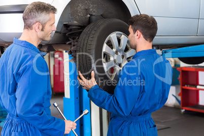 Team of mechanics working together