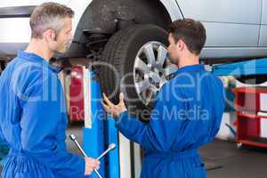 Team of mechanics working together