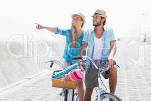 Cute couple on a bike ride
