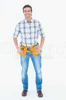 Repairman with tool belt around waist