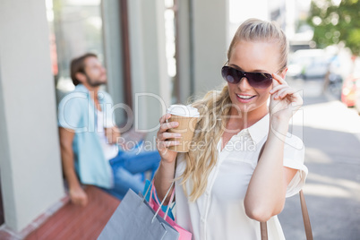 Attractive blonde on a shopping trip