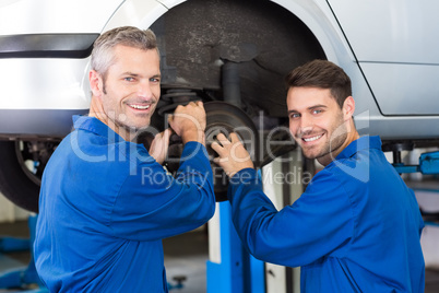 Team of mechanics working together